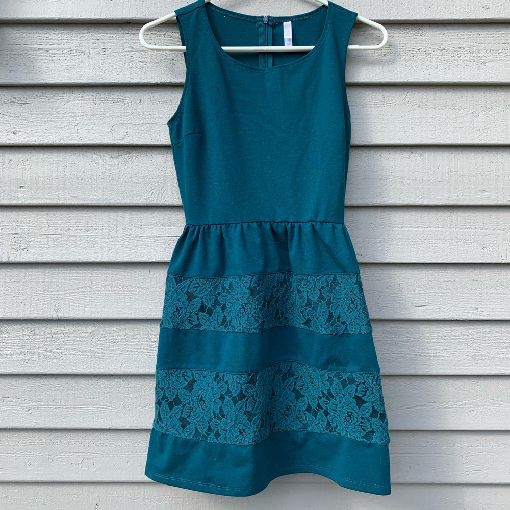 Blue dress with lace detail